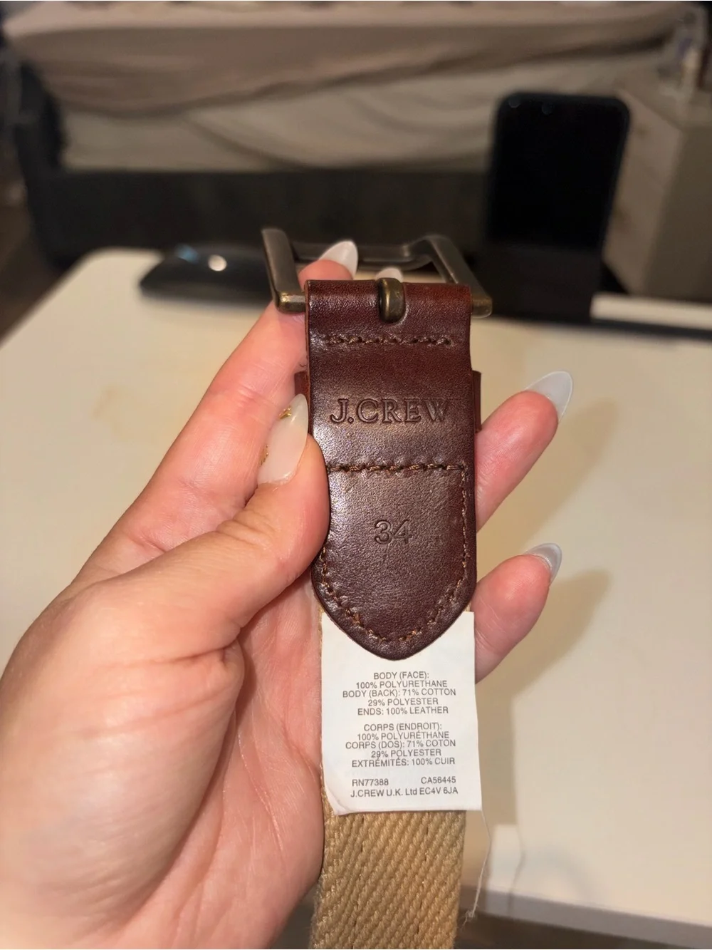 J. Crew Brown Leather & Tan Woven Belt